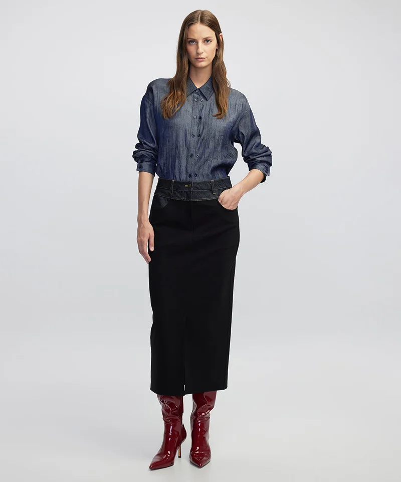 Ipekyol Mixed Media Pencil Skirt